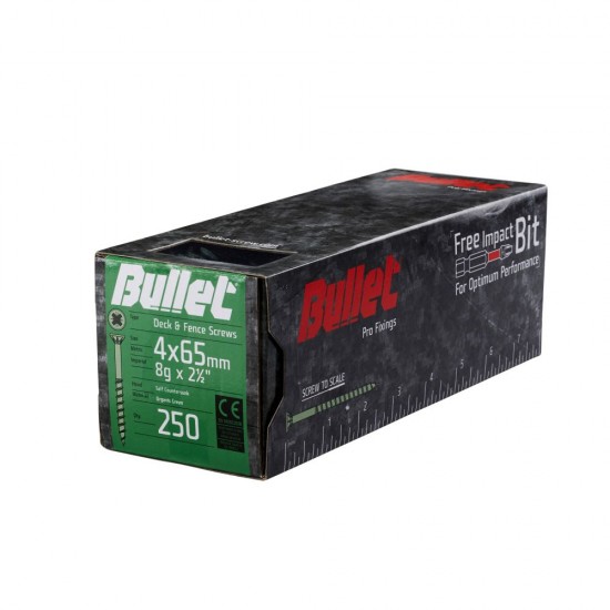 4mm x 65mm Bullet Decking Screw (Box of 250) 4mm x 65mm Bullet Decking Screw (Box of 250)
