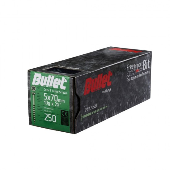 5mm x 70mm Bullet Decking Screw (Box of 250) 5mm x 70mm Bullet Decking Screw (Box of 250)
