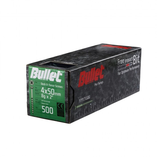 4mm x 50mm Bullet Decking Screw (Box of 500) 4mm x 50mm Bullet Decking Screw (Box of 500)