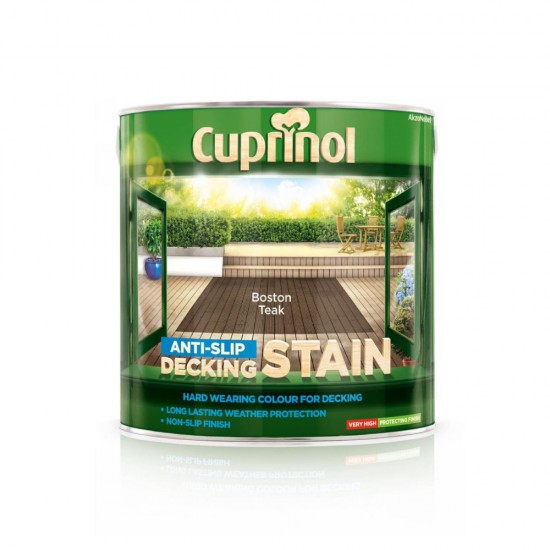 Cuprinol Anti Slip Decking Stain Boston Teak 2.5L Cuprinol Anti Slip Decking Stain Boston Teak 2.5L