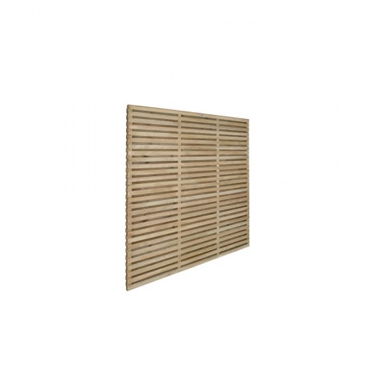 1.8m x 1.8m Forest Garden Pressure Treated Contemporary Double Slatted Fence Panel (Pack of 4)