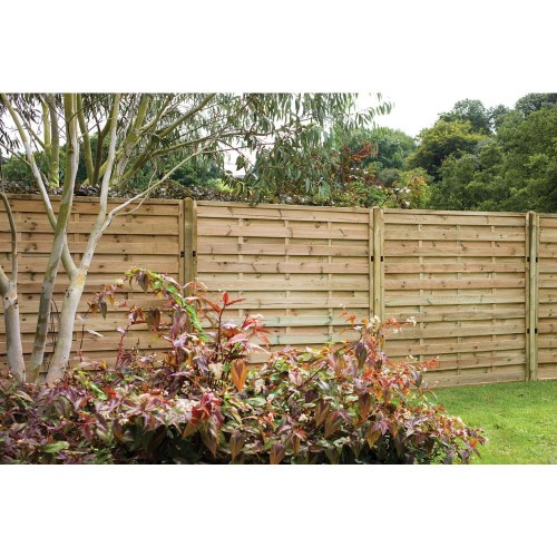 1.8m x 1.8m Forest Garden Pressure Treated Decorative Horizontal Hit and Miss Fence Panel (Pack of 5) 1.8m x 1.8m Forest Garden Pressure Treated Decorative Horizontal Hit and Miss Fence Panel (Pack of 5)