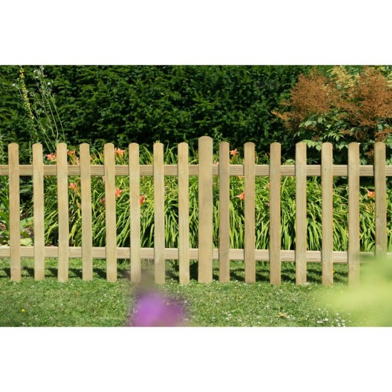 6ft x 3ft (1.83m x 0.9m) Forest Garden Pressure Treated Ultima Pale Picket Fence Panel (Pack of 4)