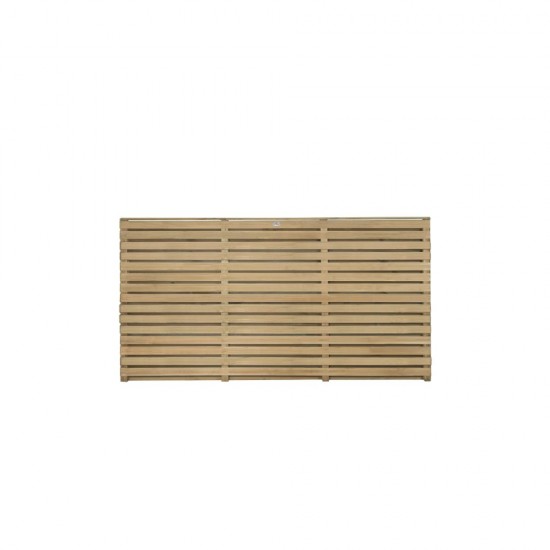 1.8m x 0.91m Forest Garden Pressure Treated Contemporary Double Slatted Fence Panel (Pack of 5)