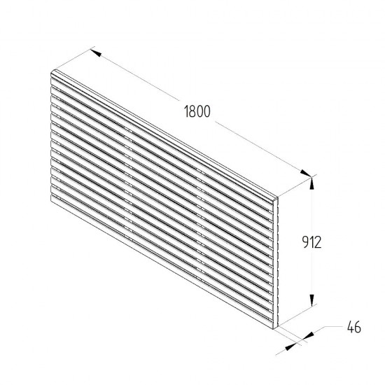 1.8m x 0.91m Forest Garden Pressure Treated Contemporary Double Slatted Fence Panel (Pack of 5)