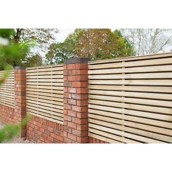1.8m x 0.91m Forest Garden Pressure Treated Contemporary Double Slatted Fence Panel (Pack of 5) 1.8m x 0.91m Forest Garden Pressure Treated Contemporary Double Slatted Fence Panel (Pack of 5)
