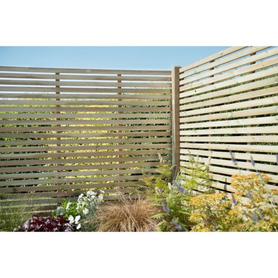 6ft x 6ft (1.8m x 1.8m) Forest Garden Pressure Treated Contemporary Slatted Fence Panel (Pack of 5)