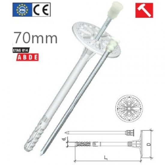70mm LMX10 Klimas W-M Universal Insulation Panel Fixing with Metal Pin (200 pcs) 70mm LMX10 Klimas W-M Universal Insulation Panel Fixing with Metal Pin (200 pcs)