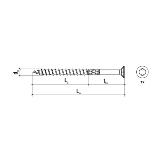 Construction screws for wood with a countersunk head 5.0 x 80 (200 pcs)