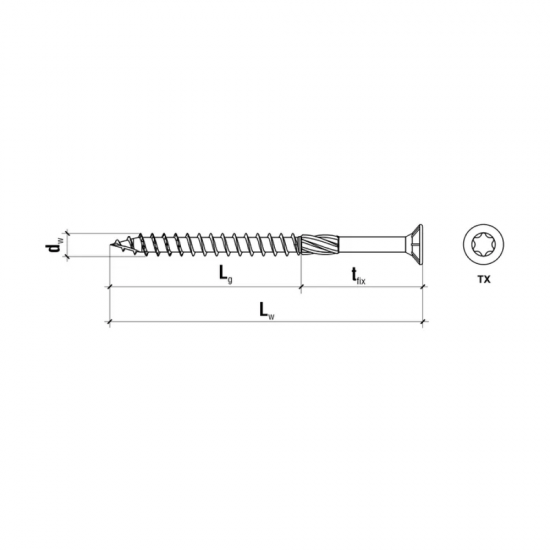 Screws for timber with a countersunk head KMWHT 5.0 x 70 (200 pcs)