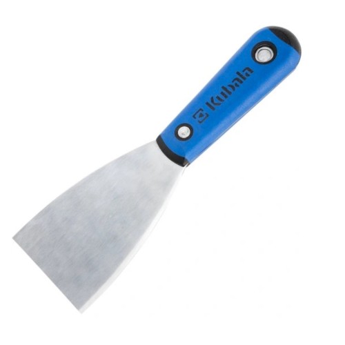 25mm Kubala Stainless Steel Spatula - Conically Ground Edge - 2K Soft handle - Silver Line