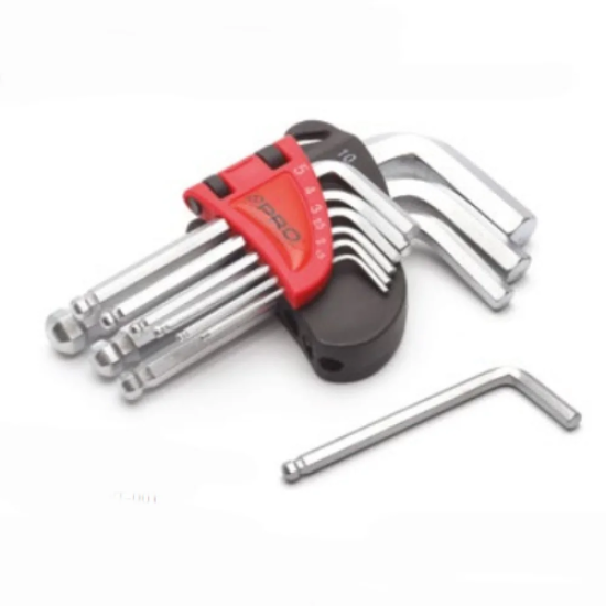 PRO Tools Set - 9 Hex Key Allen Wrench Set with Short Ball End