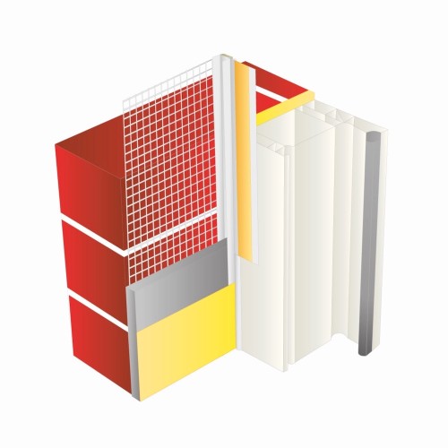 9mm Profigips White PVC APU Bead with Mesh - Window Profile with Gasket - 2.5m length