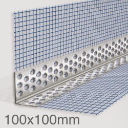 100x100mm Profigips Aluminium Corner Bead with Mesh - Mottled Finish - 2.5m length