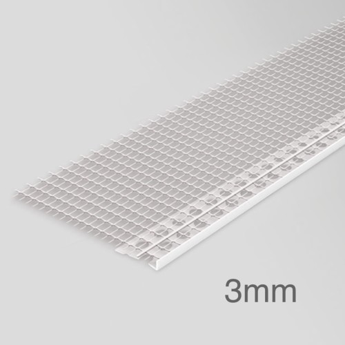 3mm Profigips PVC Render Stop Bead with Mesh - Discontinuation Bead - 2.5m length