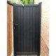 900mm x 1600mm Canterbury Pedestrian Flat Top Gate with Vertical Solid INFILL, LOCK, Lock Keep and Hinges (Black)