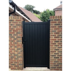 1200 x 2200mm Canterbury Pedestrian Flat Top Gate with Vertical Solid INFILL, LOCK, Lock Keep and Hinges (Black) 1200 x 2200mm Canterbury Pedestrian Flat Top Gate with Vertical Solid INFILL, LOCK, Lock Keep and Hinges (Black)