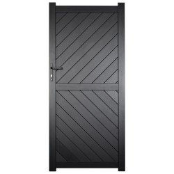 1200 x 2000mm Cambridge Pedestrian Flat Top Gate with Diagonal Solid INFILL, LOCK, Lock Keep and Hinges (Black) 1200 x 2000mm Cambridge Pedestrian Flat Top Gate with Diagonal Solid INFILL, LOCK, Lock Keep and Hinges (Black)