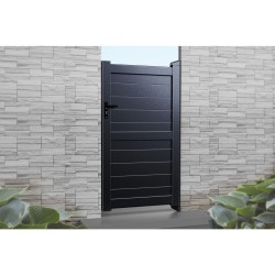 1000 x 1800mm Dartmoor Pedestrian Flat Top Gate with Horizontal Solid INFILL, LOCK, Lock Keep and Hinges (Black) 1000 x 1800mm Dartmoor Pedestrian Flat Top Gate with Horizontal Solid INFILL, LOCK, Lock Keep and Hinges (Black)