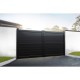3750 x 1800mm Dartmoor Double Swing Flat Top Driveway Gate with Horizontal Solid Infill (Black)