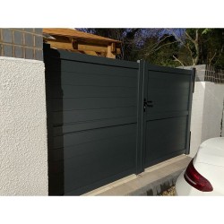 3000 x 1800mm Dartmoor Double Swing Flat Top Driveway Gate with Horizontal Solid Infill (Grey) 3000 x 1800mm Dartmoor Double Swing Flat Top Driveway Gate with Horizontal Solid Infill (Grey)