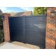 4000 x 1600mm Dartmoor Double Swing Flat Top Driveway Gate with Horizontal Solid Infill (Black)