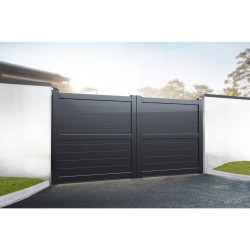3250 x 1600mm Dartmoor Double Swing Flat Top Driveway Gate with Horizontal Solid Infill (Grey) 3250 x 1600mm Dartmoor Double Swing Flat Top Driveway Gate with Horizontal Solid Infill (Grey)