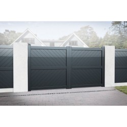 3250 x 2200mm Cambridge Double Swing Flat Top Driveway Gate with Diagonal Solid Infill (Grey) 3250 x 2200mm Cambridge Double Swing Flat Top Driveway Gate with Diagonal Solid Infill (Grey)