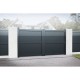 3000 x 2000mm Cambridge Double Swing Flat Top Driveway Gate with Diagonal Solid Infill (Grey)