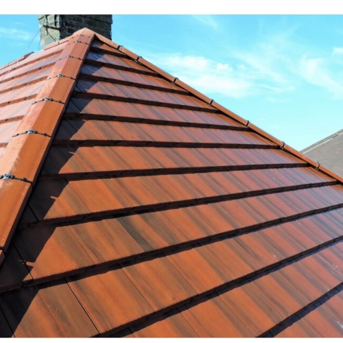 Redland Mini Stonewold Interlocking Concrete Roof Slate - Farmhouse Red - 334mm x 418mm Redland Mini Stonewold Interlocking Concrete Roof Slate - Farmhouse Red - 334mm x 418mm