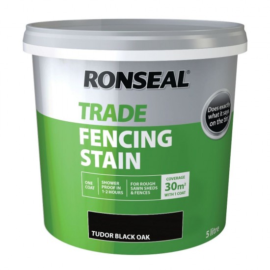 Ronseal Trade Fencing Stain Tudor BLACK 5L Ronseal Trade Fencing Stain Tudor BLACK 5L