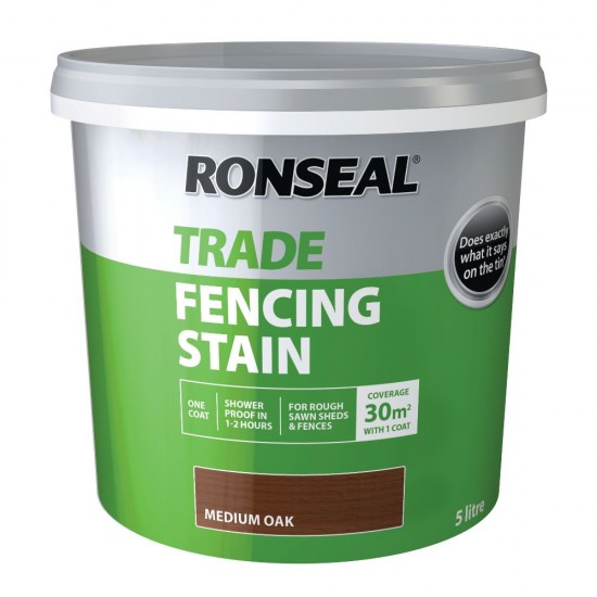Ronseal Trade Fencing Stain Medium Oak 5L Ronseal Trade Fencing Stain Medium Oak 5L