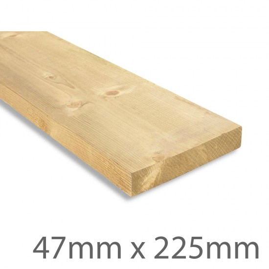 Sawn Treated Carcassing Timber C16 - 47mm x 225mm (FIN SIZE 45mm x 220mm)