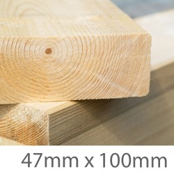 Sawn Treated Carcassing Timber C16 - 47mm x 100mm (FIN SIZE 45mm x 95mm) Sawn Treated Carcassing Timber C16 - 47mm x 100mm (FIN SIZE 45mm x 95mm)