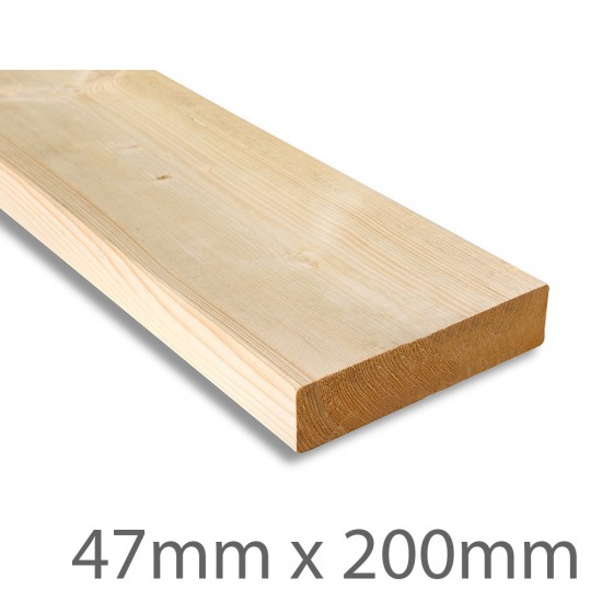 Sawn Treated Carcassing Timber C16 - 47mm x 200mm (FIN SIZE 45mm x 195mm)