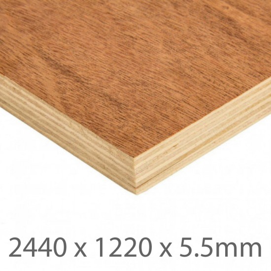 2440 x 1220 x 5.5mm Hardwood Plywood Throughout B/BB