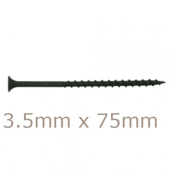 Box of 1000 3.5x75mm Drywall Screws - Coarse Thread Sharp Point