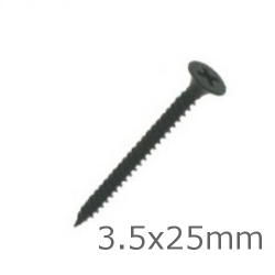 Black Drywall Screws 3.5 x 25mm Fine Thread (1000 pcs) Black Drywall Screws 3.5 x 25mm Fine Thread (1000 pcs)