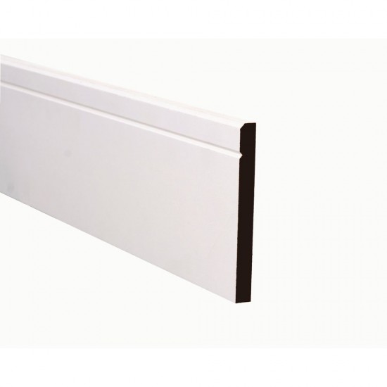 18 x 119mm x 4.4m MDF Skirting Truprofile Square Profile/Bevelled with V Groove Painted