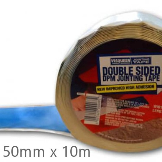 Visqueen 50mm Double Sided Jointing Tape for bonding DPMs and DPCs (10m roll)