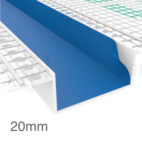 20mm PVC Rustication Profile with Mesh - Render Groove Bead - 3m Length 20mm PVC Rustication Profile with Mesh - Render Groove Bead - 3m Length