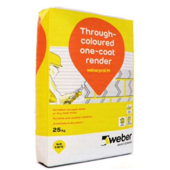 Weber Weberpral M Through-Coloured One-Coat Monocouche Render Chalk 25kg