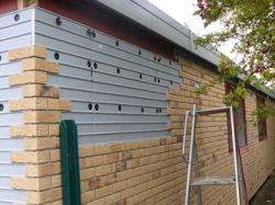 clinker bricks being installed